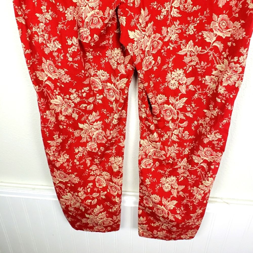 Women's Lauren Ralph Lauren Green Label Red White Floral Spring Pants Size 14 - Picture 4 of 10